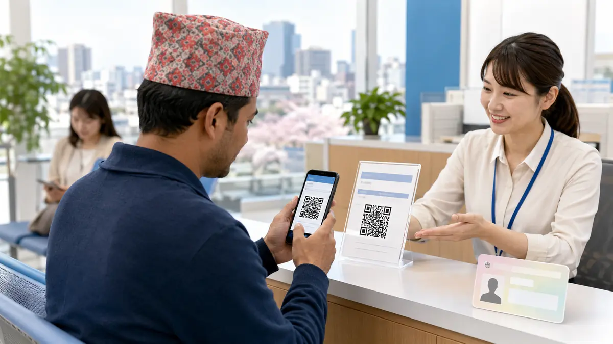Nepali resident applying for a My Number Card at a Japanese municipal office